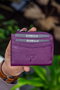 Zoozie Bags Tarjetero de Piel Auténtica Damson Red